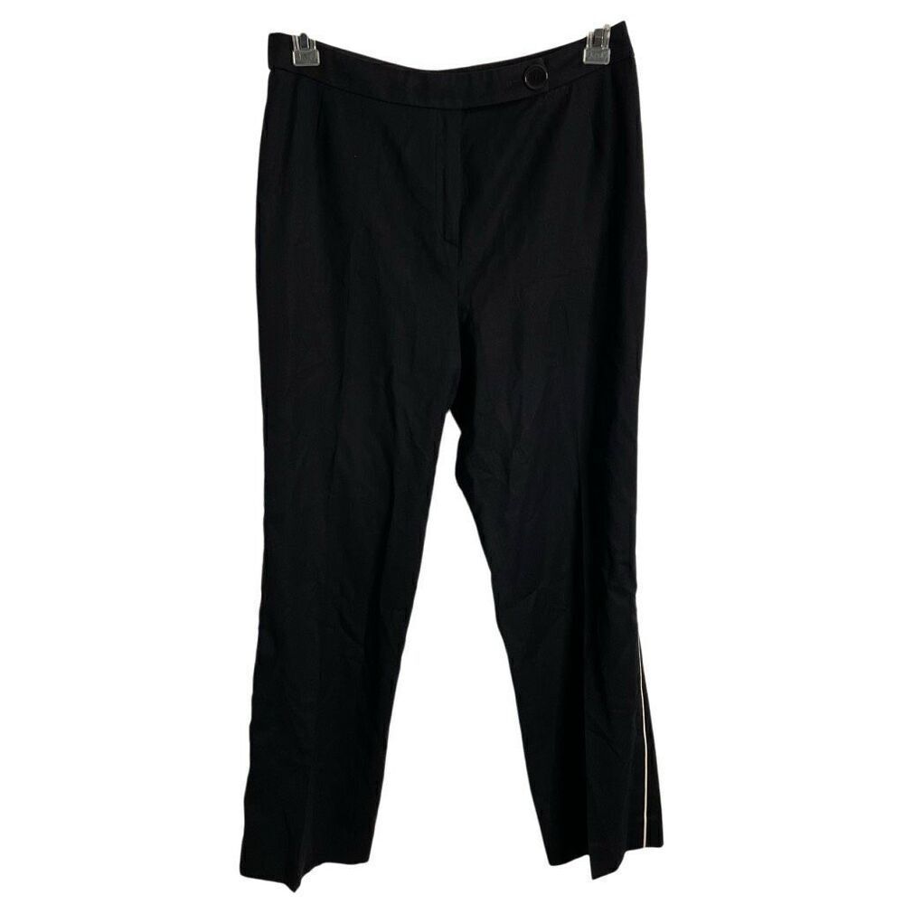 Akris Punto Womens Techno Stretch Wool Dress Pant 12 Black Side Zip Ankle Scandi
